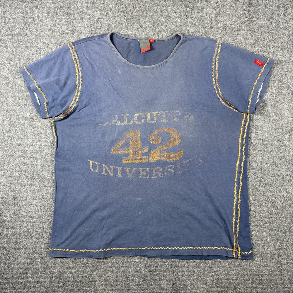 Vintage Calcutta University Distressed Faded Shirt Varsity Y2K Indian Size Large